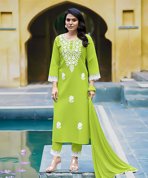 Green  Liva Rayon Casual Wear Salwar Kameez in delhi