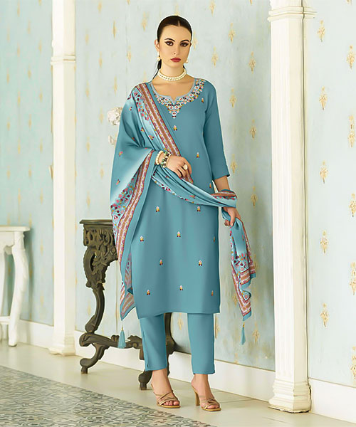 Blue Rayon Casual Wear Salwar Kameez in seattle