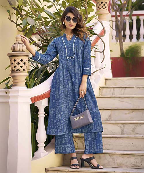 Blue  Cotton Flex Casual Wear Kurti in fiji