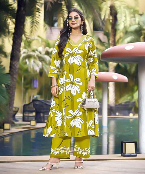Green  Liva Rayon Printed Kurti in salford