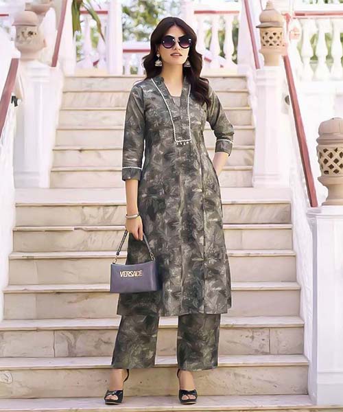 Grey  Cotton Flex Casual Wear Kurti in fiji