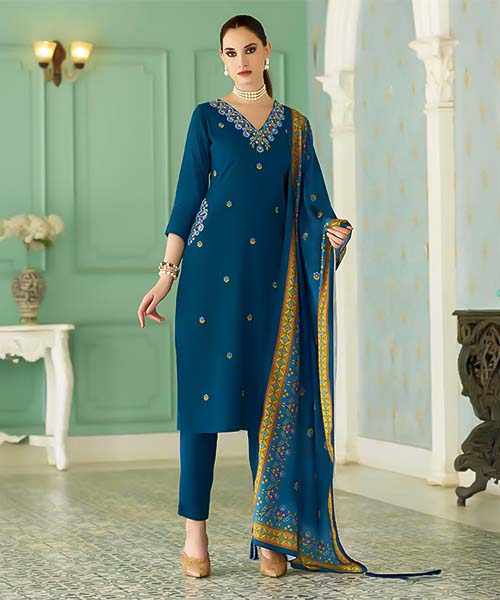 Blue Rayon Casual Wear Salwar Kameez in seattle