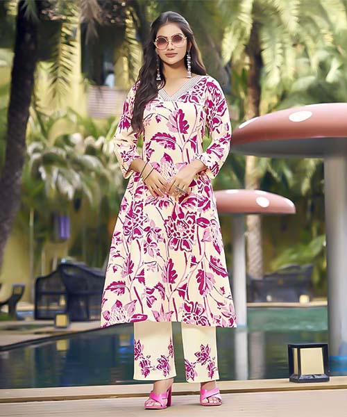 White  Liva Rayon Printed Kurti in salford