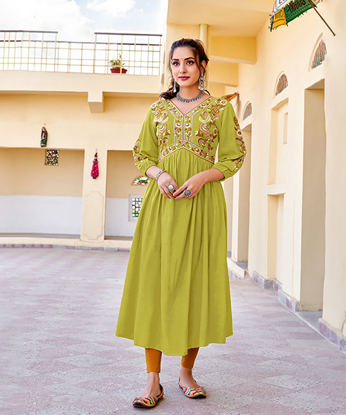 Yellow Rayon Casual Kurtis