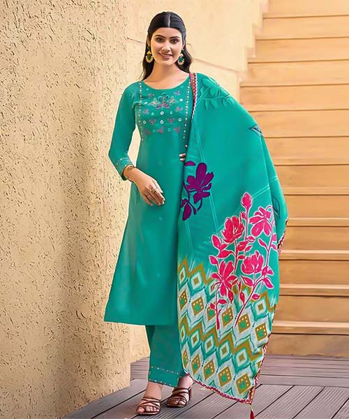 Green  Liva Rayon Casual Wear Salwar Kameez in australia