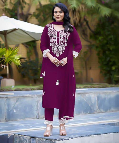 Violet Liva Rayon Casual Wear Salwar Kameez in delhi