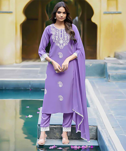 Purple Liva Rayon Casual Wear Salwar Kameez in delhi