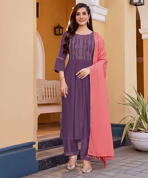 Purple  Rayon Weaving Casual Wear Salwar Kameez in peterborough