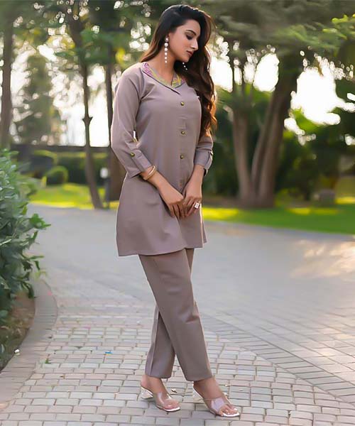 Grey  Cotton Flex Casual Wear Kurti