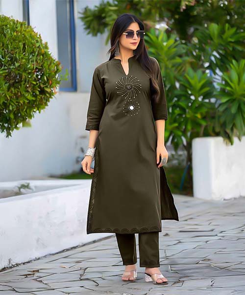 Olive Green  Cotton Casual Wear Kurti in southampton