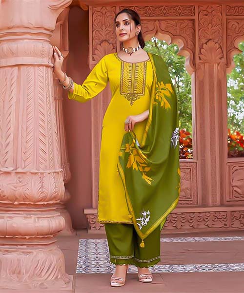 Yellow Rayon Casual Wear Salwar Kameez in peterborough