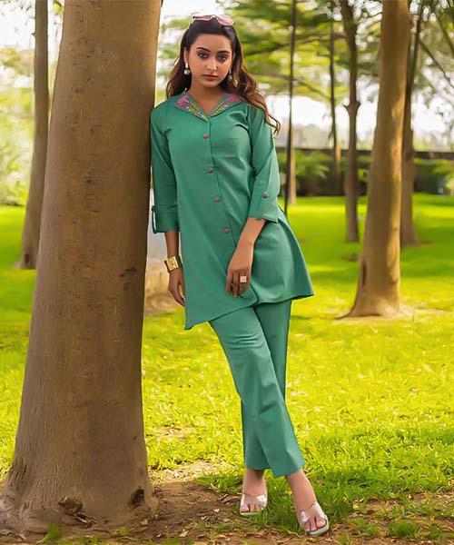 Green  Cotton Flex Casual Wear Kurti in canterbury