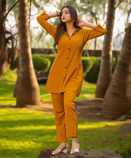 Orange  Cotton Flex Casual Wear Kurti