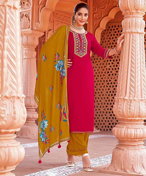 Red Rayon Casual Wear Salwar Kameez in peterborough