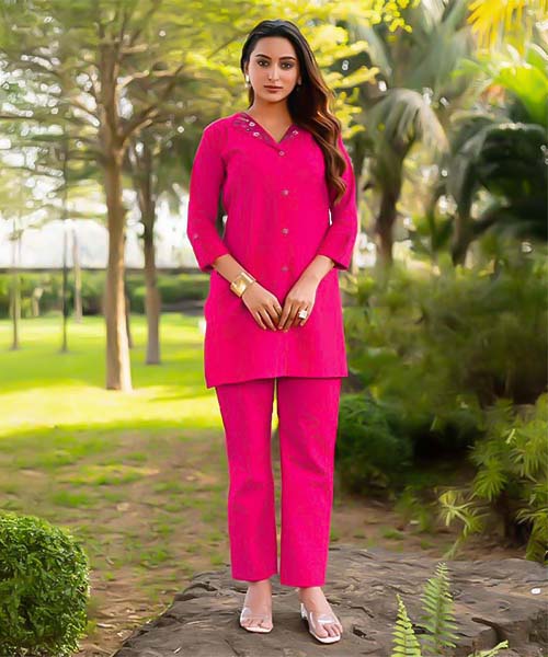Magenta Cotton Flex Casual Wear Kurti