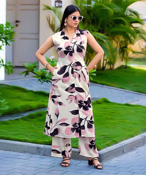 White  Rayon Printed Kurti