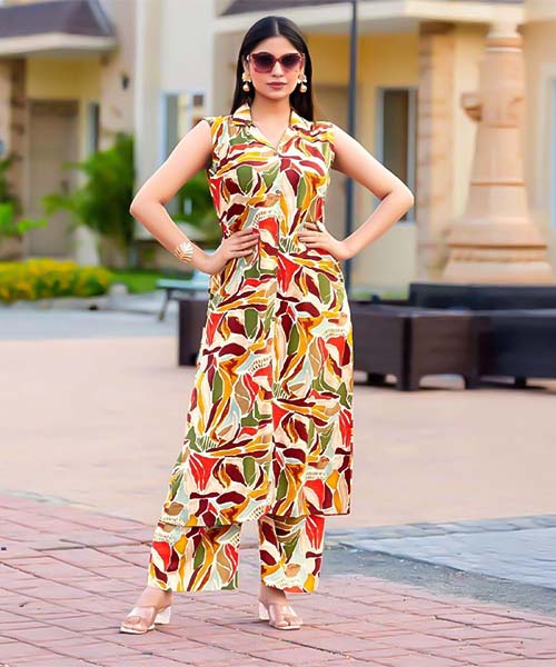 Red Rayon Printed Kurti