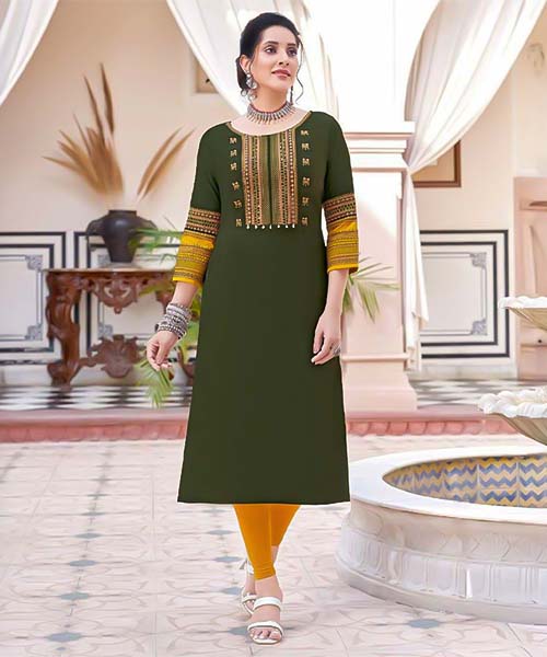 Olive Green  Rayon Casual Wear Kurti in northampton