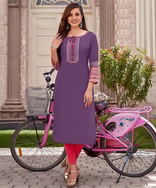 Purple Rayon Casual Wear Kurti in northampton