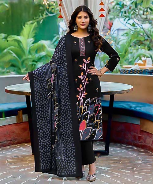 Black Cotton Printed Salwar Kameez in westminster