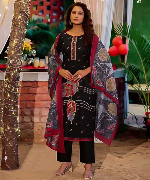 Black Cotton Printed Salwar Kameez in westminster