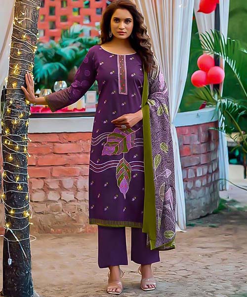 Violet  Cotton Printed Salwar Kameez in st albans