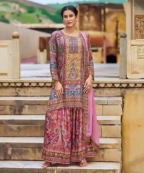 Pink Chinon  Party Wear Salwar Kameez in delhi