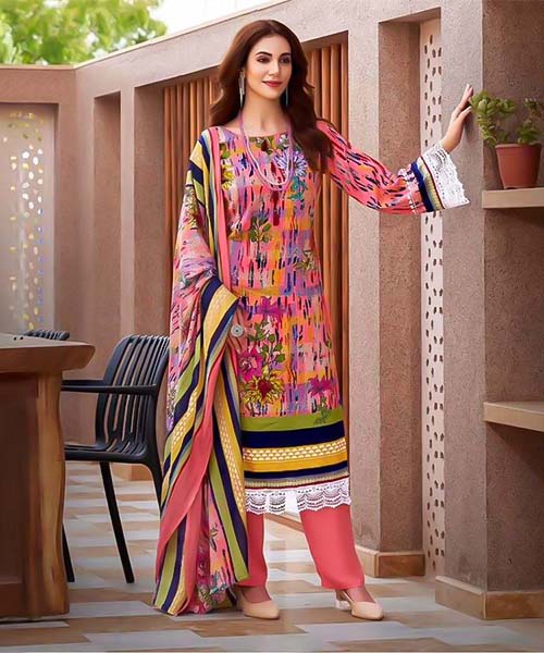 Pink  Cotton Printed Salwar Kameez
