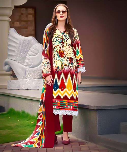 Brown  Cotton Printed Salwar Kameez