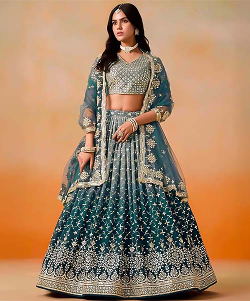 Green  Fancy Designer Lehenga