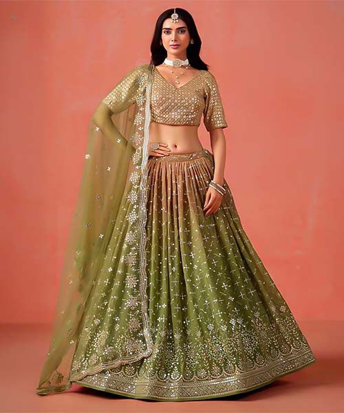 Green  Fancy Designer Lehenga