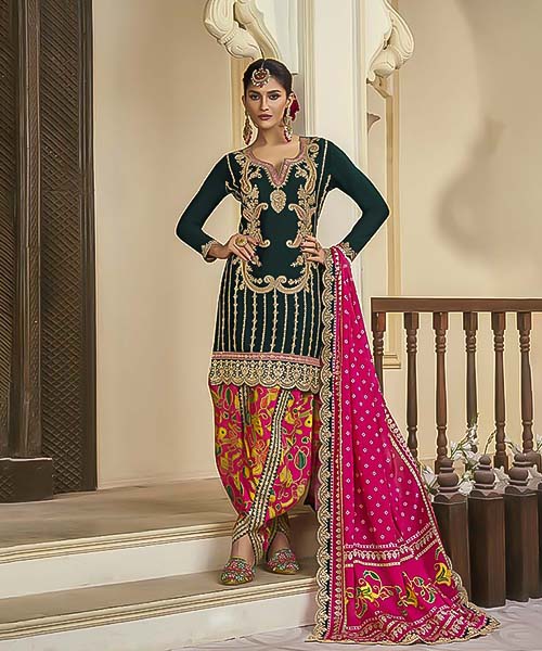 Green Chinon Designer Salwar Kameez