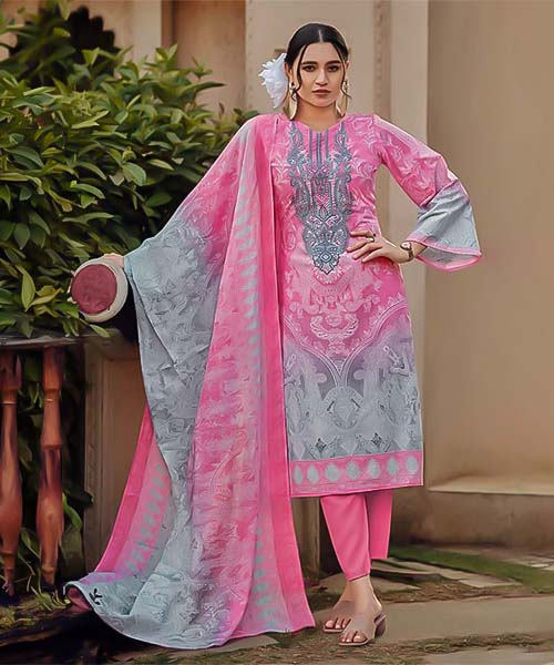 Pink Cotton Casual Wear Salwar Kameez