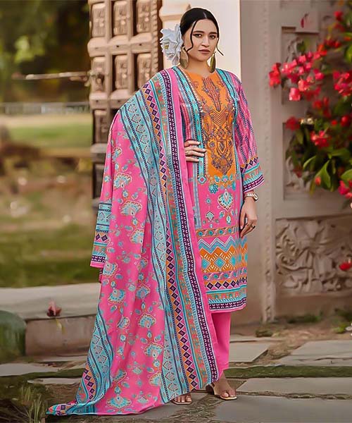 Pink Cotton Casual Wear Salwar Kameez