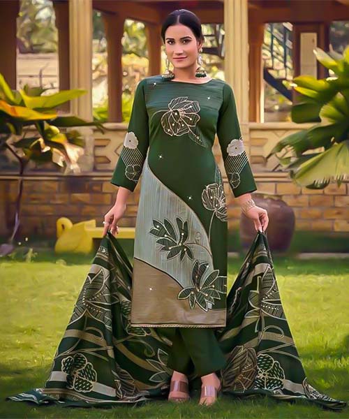 Green  Jam Cotton Casual Wear Salwar Kameez in peterborough