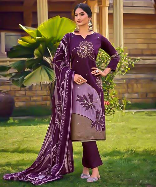Violet Jam Cotton Casual Wear Salwar Kameez in peterborough