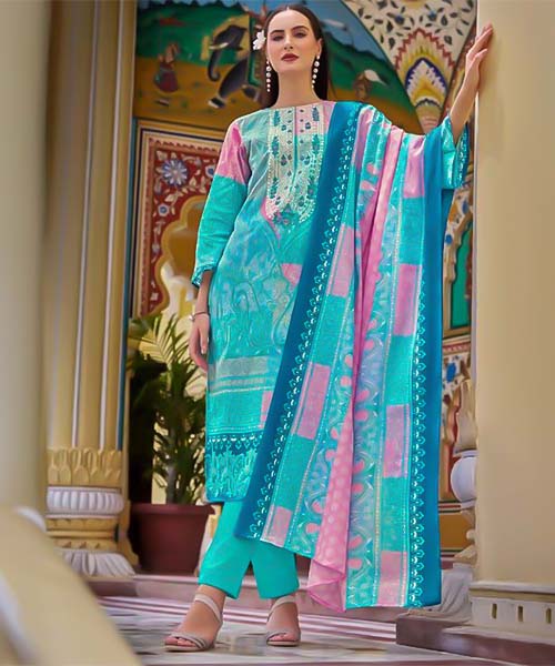 Sky Blue Cotton Casual Wear Salwar Kameez in northampton