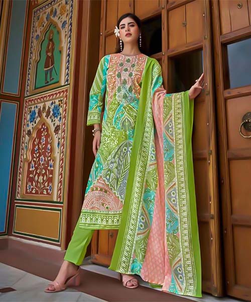 Green  Cotton Casual Wear Salwar Kameez in northampton