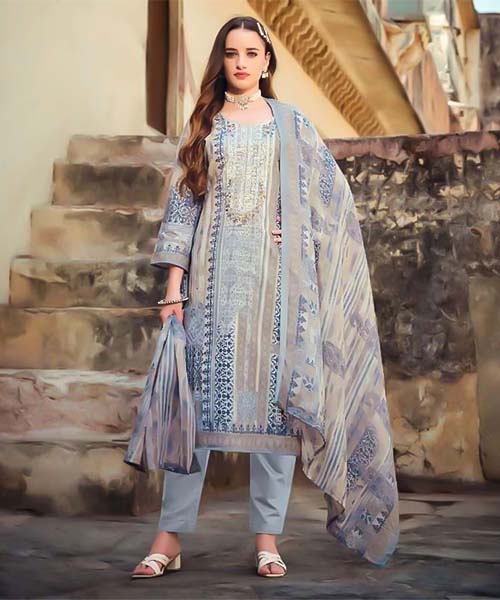 Grey  Cotton Casual Wear Salwar Kameez in lichfield