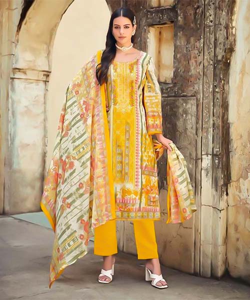 Yellow Cotton Casual Wear Salwar Kameez in lichfield