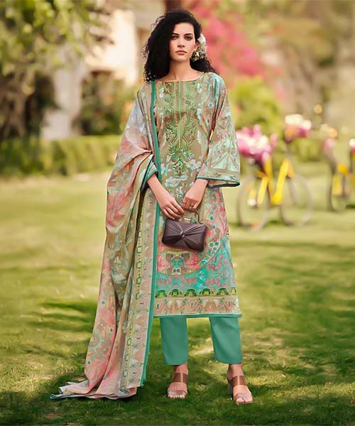 Green  Cotton Casual Wear Salwar Kameez in salisbury