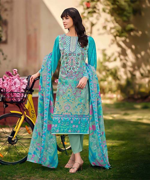 Blue Cotton Casual Wear Salwar Kameez in salisbury