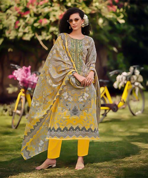 Yellow Cotton Casual Wear Salwar Kameez in salisbury