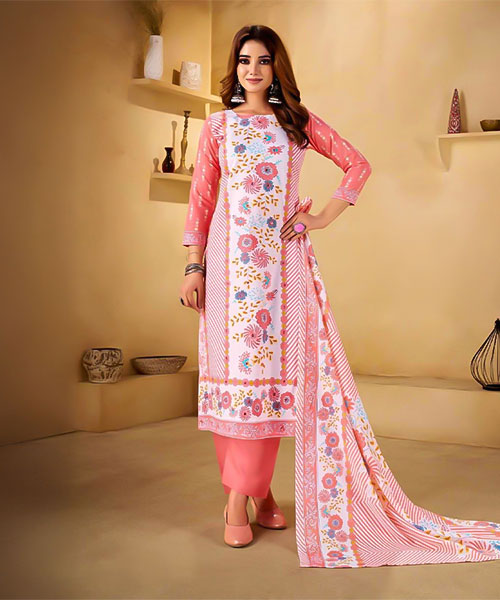 Pink  Cotton Casual Wear Salwar Kameez